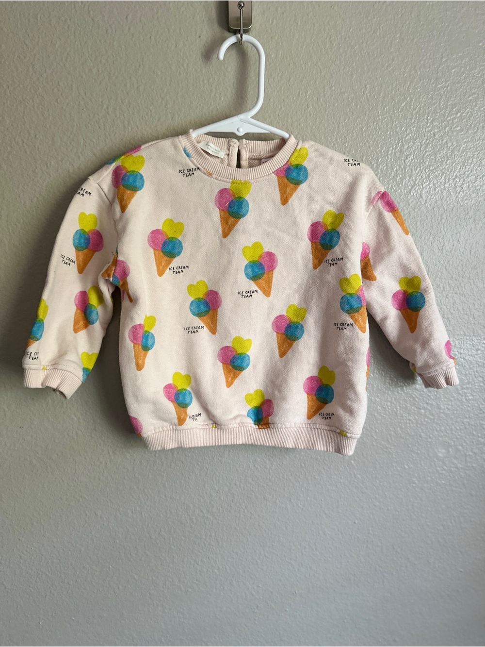 Zara 12-18months baby ice cream team cotton crewneck sweatshirt
